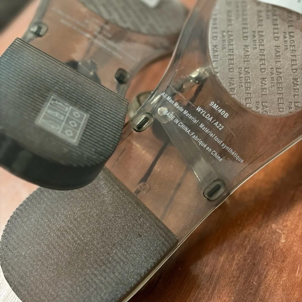 NWT Karl Lagerfeld Women's Transparent Sandals IN Clear Black - Picture 6 of 6